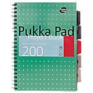 Pukka Pad Project Book Metallic A4+ Ruled 8mm Lines Green 3 pieces of 100 sheets