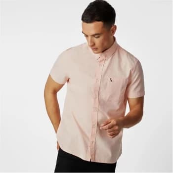Jack Wills Stableton Short Sleeve Oxford Shirt - Coral