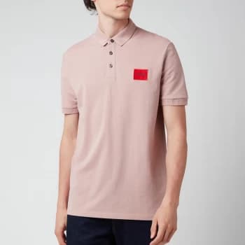 Hugo Boss Dereso 212 Red Patch Logo Polo Shirt Pink Size S Men