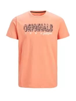 JACK & JONES Boys Crew Neck Logo T-Shirt Men Orange