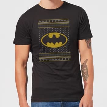 DC Comics Batman Knit Mens Christmas T-Shirt in Black - 3XL - Black
