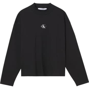 Calvin Klein Jeans Micro Mono Long Sleeve T Shirt - CK BLACK BEH