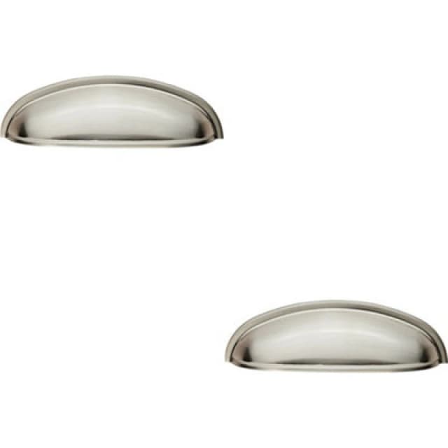Loops 2x Shaker Cup Pull Handle 124 x 35mm 96mm Fixing Centres Satin Nickel Metallics unisex