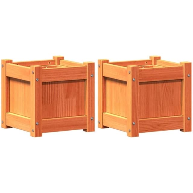 vidaXL Garden Planters 2pcs Wax Brown Solid Wood Pine, Brown 837399