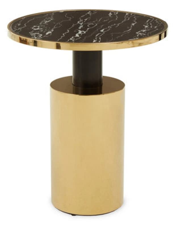 Orsina Oria Black Marble Effect Gold Base Side Table