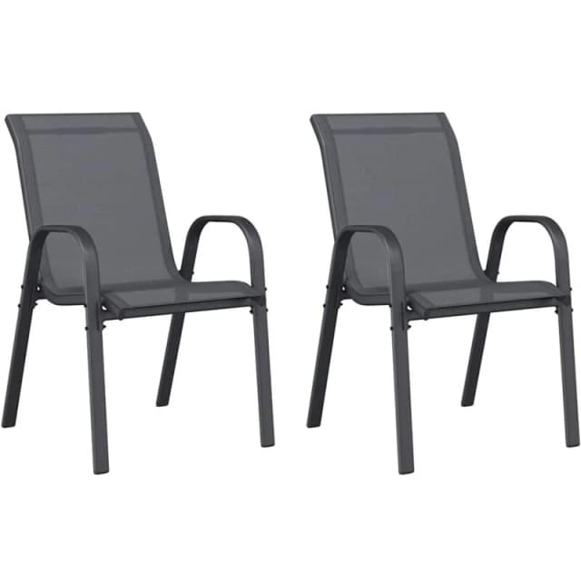 VIDAXL Stackable Garden Chairs 2 pcs Grey Textilene Fabric Vidaxl 8720286844793