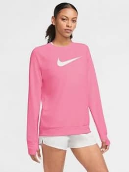 Nike Running Ls Swoosh Crew Top, Pink Size M Women