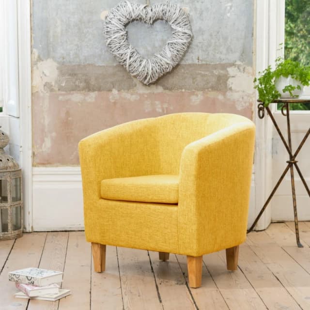 Artemis Home Alderwood 68cm Wide Fabric Tub Chair Armchair in Yellow Yellow Unisex