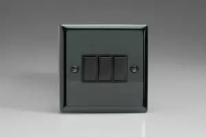 Varilight 3 Gang 10A 1 or 2 Way Rocker Switch - XI3B