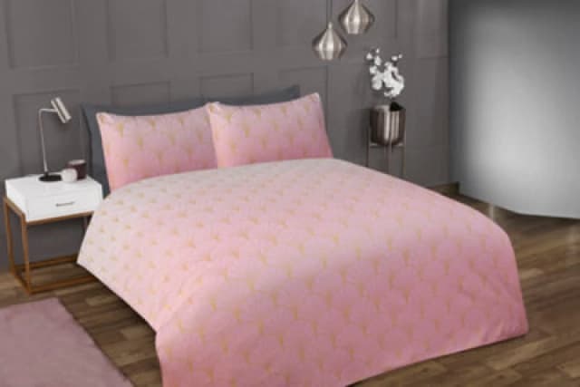 Smart Living Smart Living Printed Luxury Ombre Metallic Deco Duvet Cover With Pillowcases in Pink Size: Double Pink Double Unisex 5056242818335