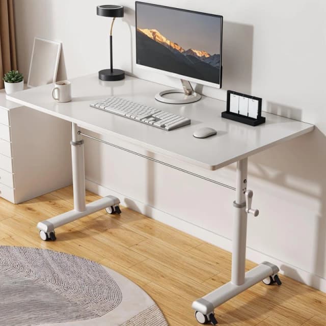 Kabinet UK Height-Adjustable Computer Desk with Wheels White unisex XL