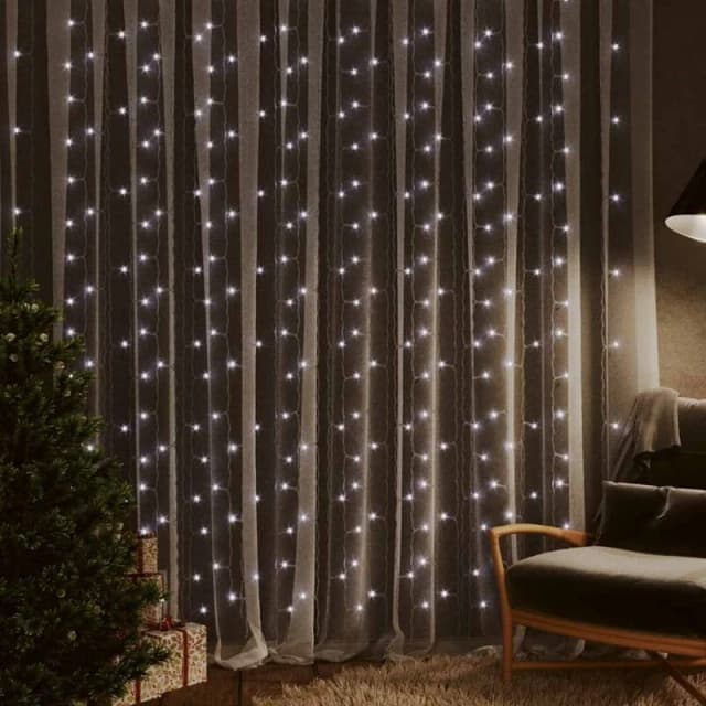 VIDAXL Vidaxl - LED Curtain Fairy Lights 3x3m 300 LED Cold White 8 Function 8720286434727