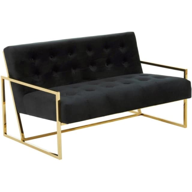 Fifty Five South Azalea Two Seat Black Velvet Sofa Gold unisex One Size