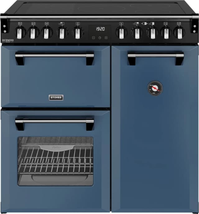Stoves Richmond DX 90Ei 90cm wide Electric Range Cooker with Induction Hob - Twilight Blue - A Rated