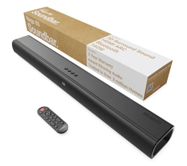 Majority Naga 80 2.1 Wireless Sound Bar, Black 5056444112835