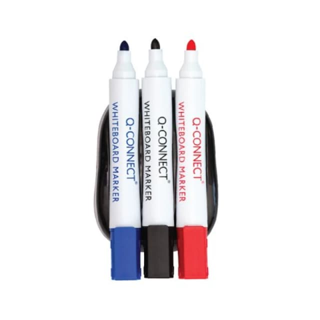 Q-Connect Magnetic Whiteboard Erase with 3 Whiteboard Markers KF18634