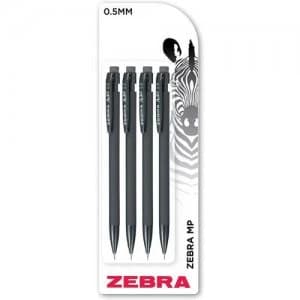 Zebra Mechanical Pencil Black PK4