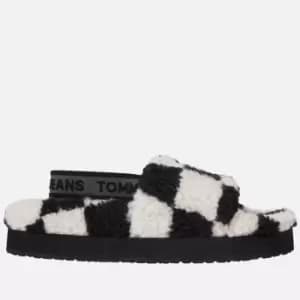 Tommy Jeans Logo Checker Sherpa Slippers - UK 3.5