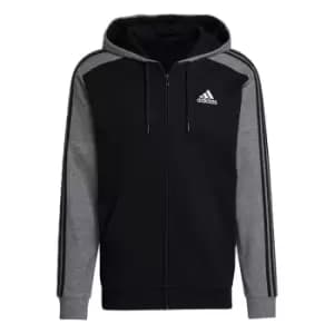 adidas Essentials M lange French Terry Full-Zip Hoodie Me - Black / Black Melange