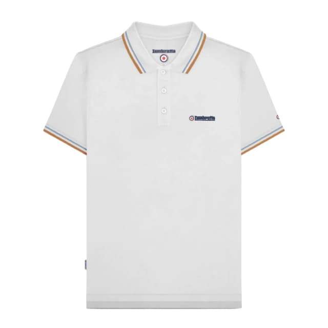 Lambretta Lambretta Men SS25 Twin Tip Polo Shirt in White Size: Small White S Male 5063703661416