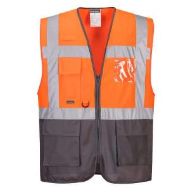 Portwest Warsaw Executive Class 1 Hi Vis Vest Orange / Grey XL