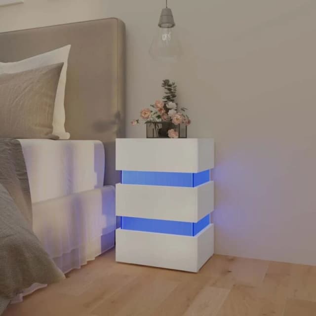VIDAXL LED Bedside Cabinet White 45x35x67cm Engineered Wood Vidaxl 8720286344385