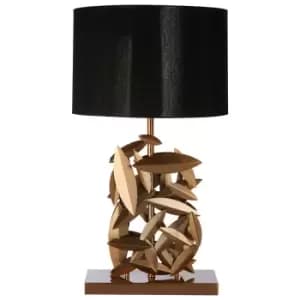 Premier Housewares Zilla Table Lamp in Gold Finish with Black Linen Shade