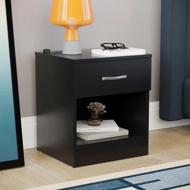 Lassic Vida Designs Riano 1 Drawer Bedside Chest Black unisex 1 Drawer