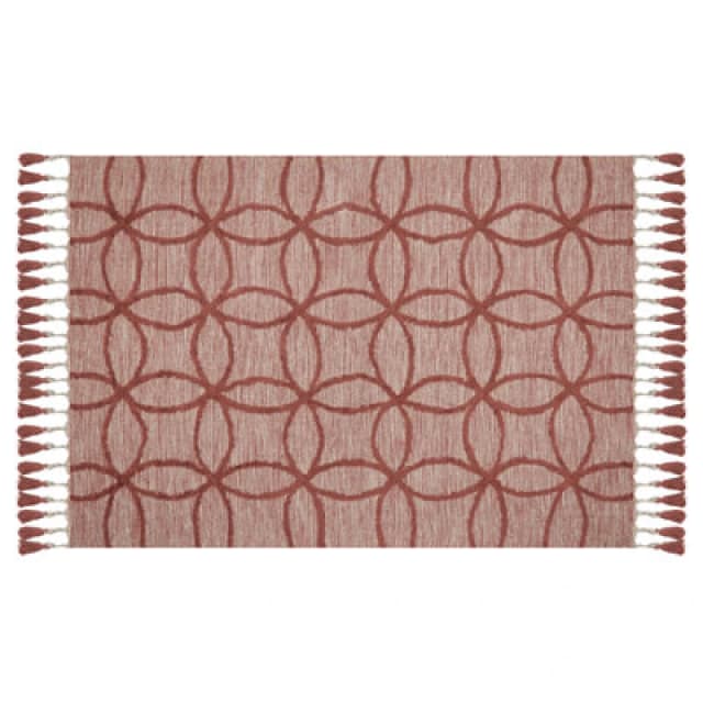 Beliani Rug Kirsehir Red 140 X 200 Cm Cotton