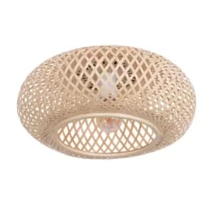 Maze Cylindrical Ceiling Light Beige Wood