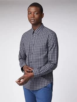 Ben Sherman Long Sleeved House Gingham Shirt - Anthracite, Anthracite Size M Men
