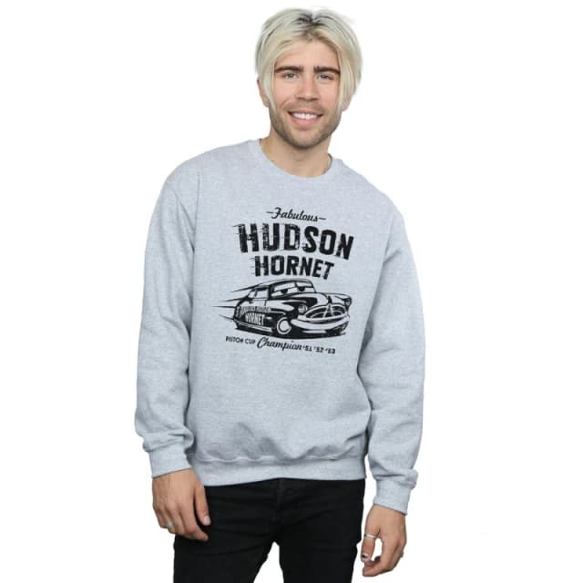 Disney Men Cars Hudson Hornet Sweatshirt in Grey Size: Small Grey S Male 5057245943123