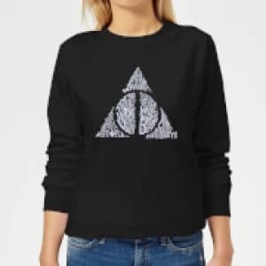 Harry Potter Deathly Hallows Text Womens Sweatshirt - Black