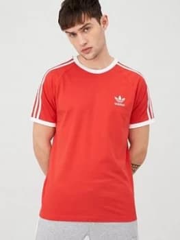 adidas Originals 3 Stripe California T-Shirt - Red Size M Men