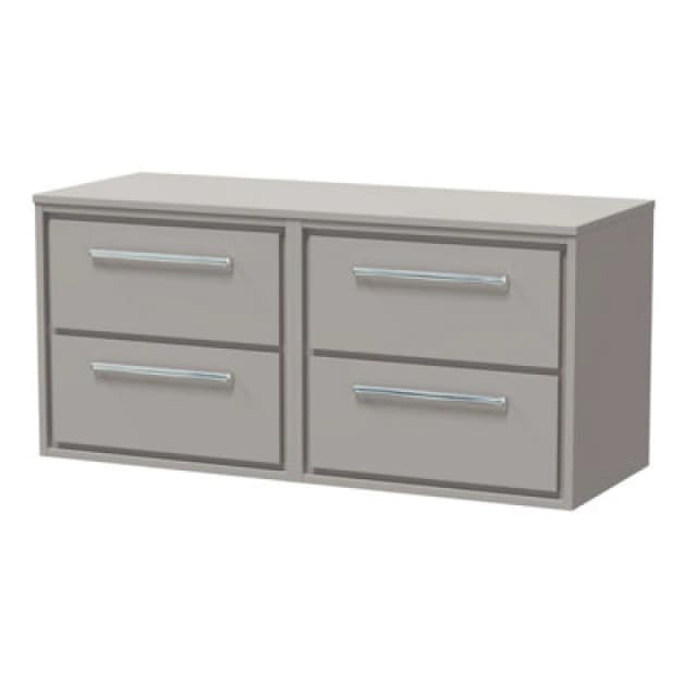 Balterley 1200mm Wall Hung 4 Drawer Vanity with Worktop - Pebble Grey Grey Unisex