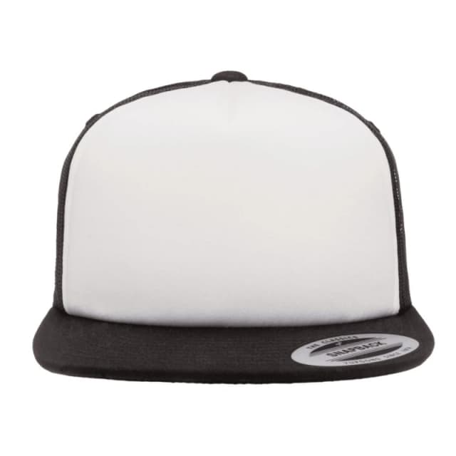 Flexfit by Yupoong Mens Foam Trucker Cap With White Front in Black Male One Size