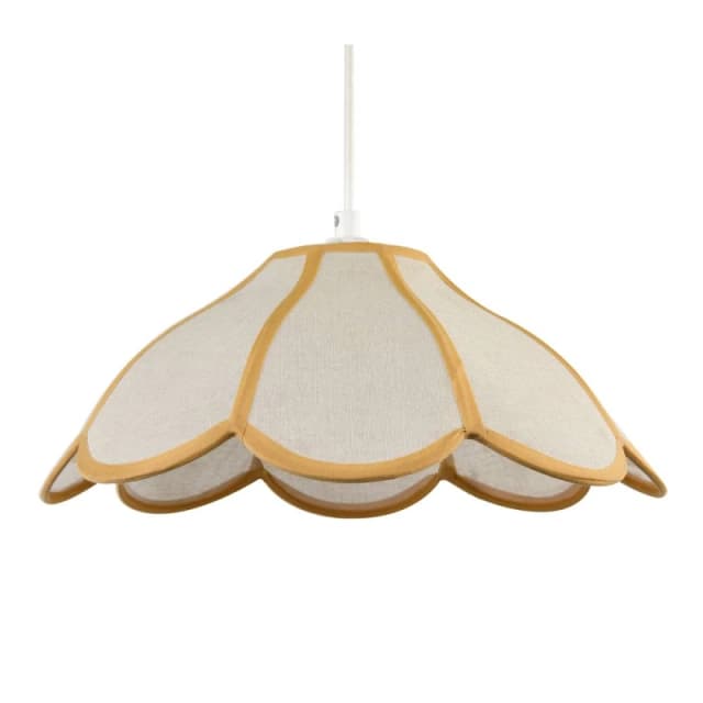 Happy Homewares Classic Natural Linen Pendant Ceiling Shade with Taupe Cotton Trim in Beige Beige Unisex