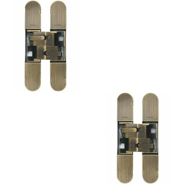 Loops 2x 134 x 24mm Concealed Medium Duty Hinge Fits Unrebated Doors Antique Bronze Multi