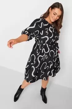 Swirl Print Long Sleeve Dress