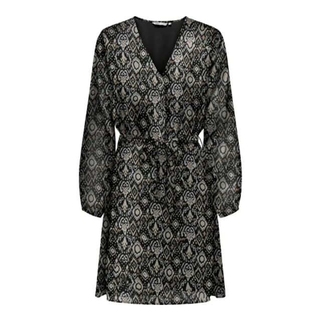 Only V-Neck Mini Dress Black Print Women XS;S;M;L;XL