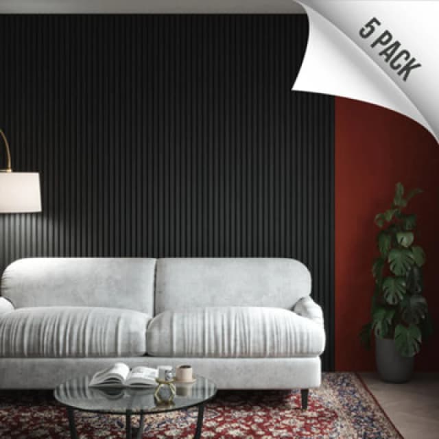 Kraus Easy Living - Slate Grey - Acoustic Slat Wall Panel X5 Pack - (L) 240Cm X (W) 60Cm - 5 Panel Value Pack