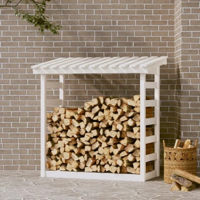 vidaXL Firewood Rack White 108x64.5x110cm Solid Wood Pine, White 822438