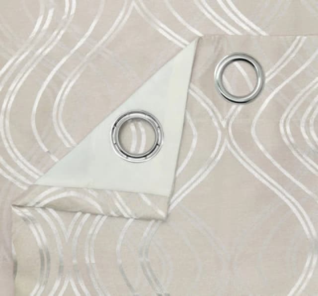 Velosso Clarissa Jacquard Ready Made Eyelet Curtains in Beige Size: 168cm width x 229cm drop Beige Unisex 168cm width x 229cm drop