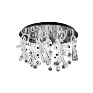 Class Flush Ceiling Round 20 Light G4 Polished Chrome/White Glass/Crystal, NOT LED/CFL Compatible