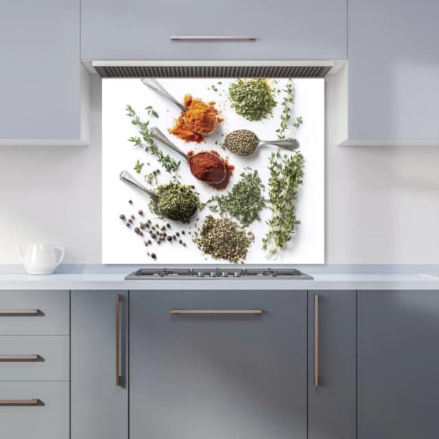 Warren Reed - Designer Herbal Essence in Spoons Kitchen Splashback Size: 600mm x 750mm Multicolor Unisex 600mm x 750mm