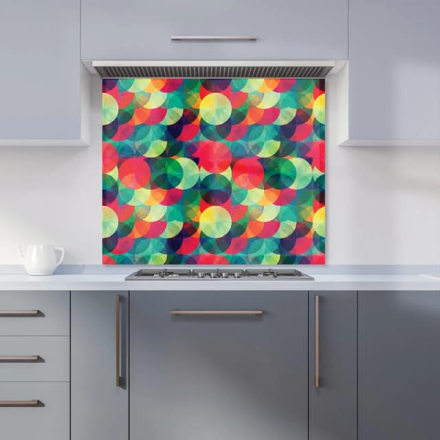 Warren Reed - Designer Colourful Grunge Circle Pattern Kitchen Splashback in Red Size: 900mm x 650mm Red Unisex 900mm x 650mm