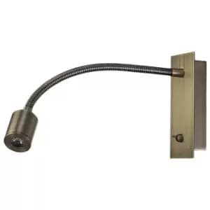 Wall lamp with e-reader Winslow Antique brass 1 bulb 14,5cm
