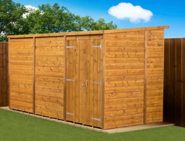 Empire Sheds Empire Modular Pent 12X6 Dipped Treated Tongue And Groove Wooden Garden Shed Double Door (12' X 6' / 12ft X 6ft) (12X6)