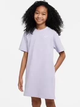 Nike Older Girls Sportswear T-Shirt Dress, Light Purple, Size L=12-13 Years, Women