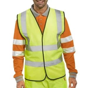 Bseen High Visibility Waistcoat Full App 2XL Yellow Black Piping